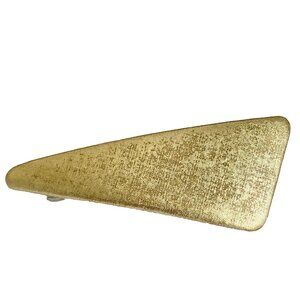 Vintage Gold Metallic Fabric Atomic French Barrette 80s 90s Leeza Long Hair 3.5"